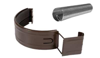 Детальное фото соединитель желоба в комплекте, сталь, d-150 мм, коричневый, aquasystem